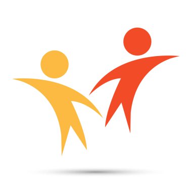 Vektör grafik yuvarlak renkli logo.icon takım çalışması, Vektör illüstrasyon iki mutlu insanlar