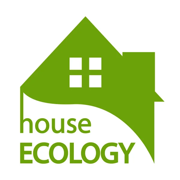 Yeşil ev sembolü, beyaz arka plan üzerinde ekoloji simgesi, Vektör illüstrasyon — Stok Vektör