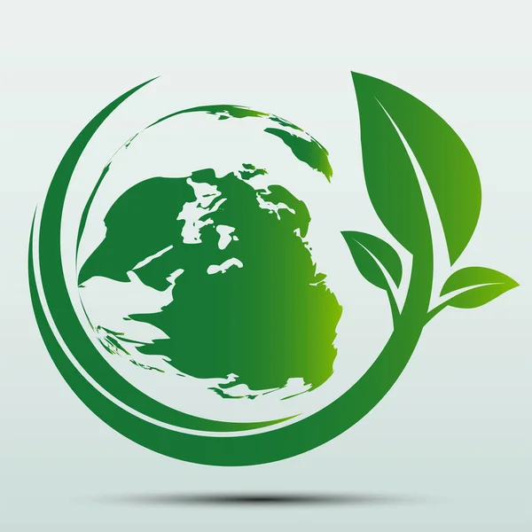 Tierra verde Concepto con hojas, ecología naturaleza, ilustración vectorial — Vector de stock