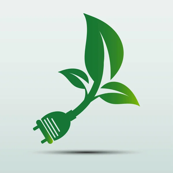 Power plug green ecology emblem or logo,Vector illustration — Stock Vector