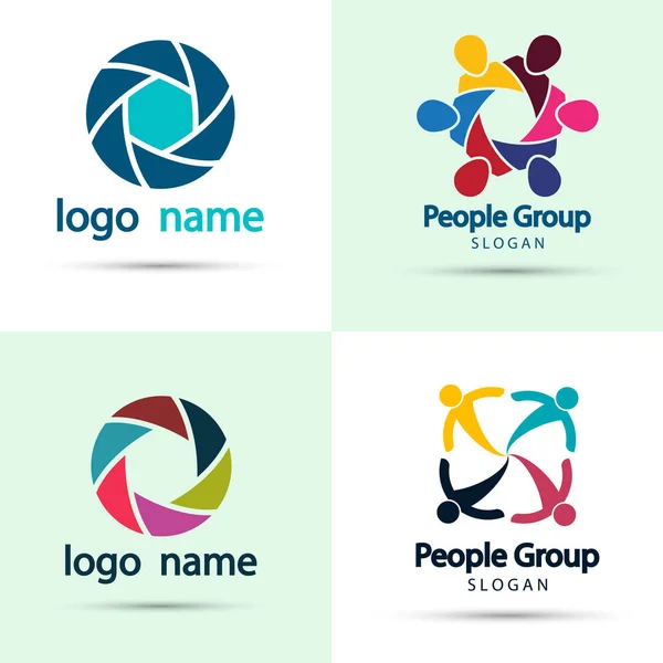 Векторне графічне групове з'єднання logo.people in circle.logo team work, Векторні ілюстрації — стоковий вектор