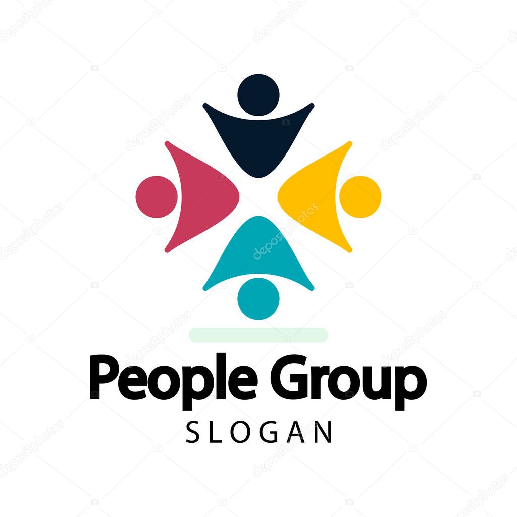 Group people logo handshake in a circle,Teamwork icon,vector illustration