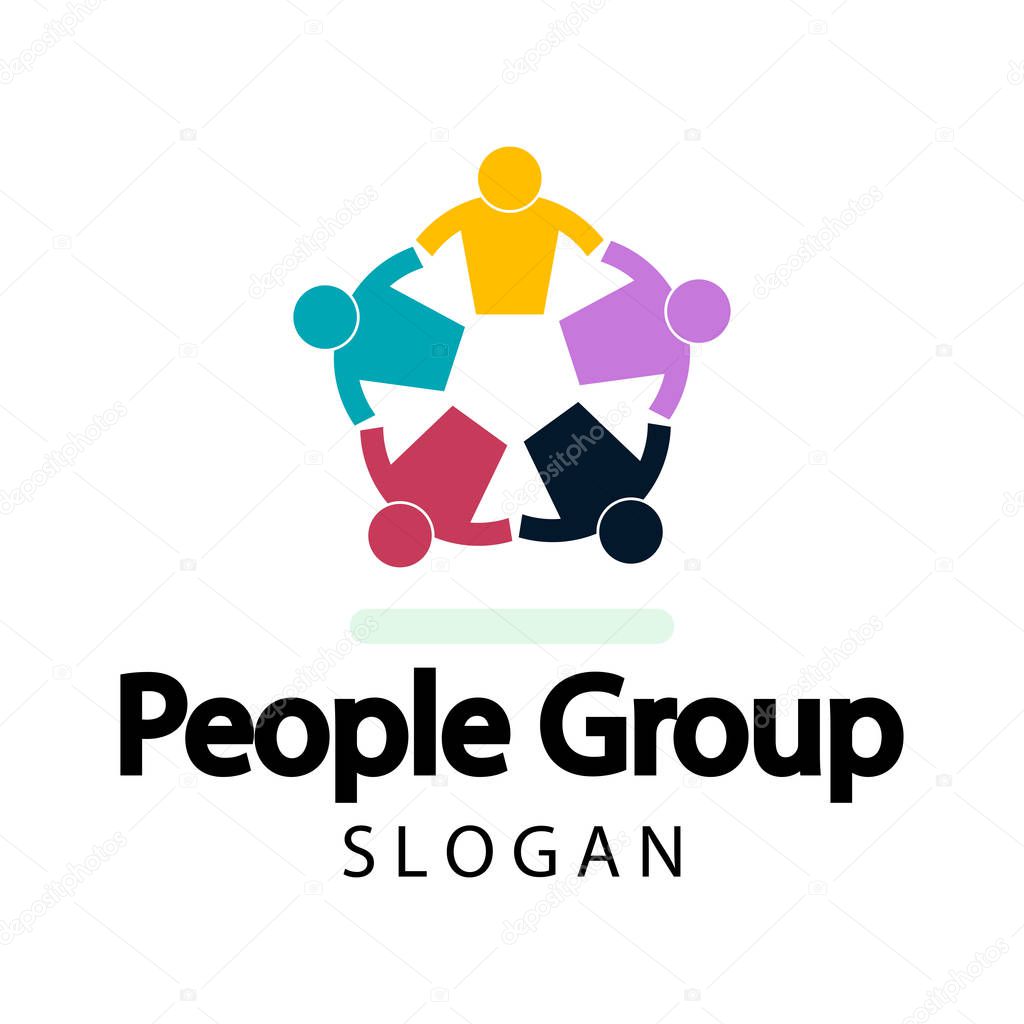 Group people logo handshake in a circle,Teamwork icon,vector illustration