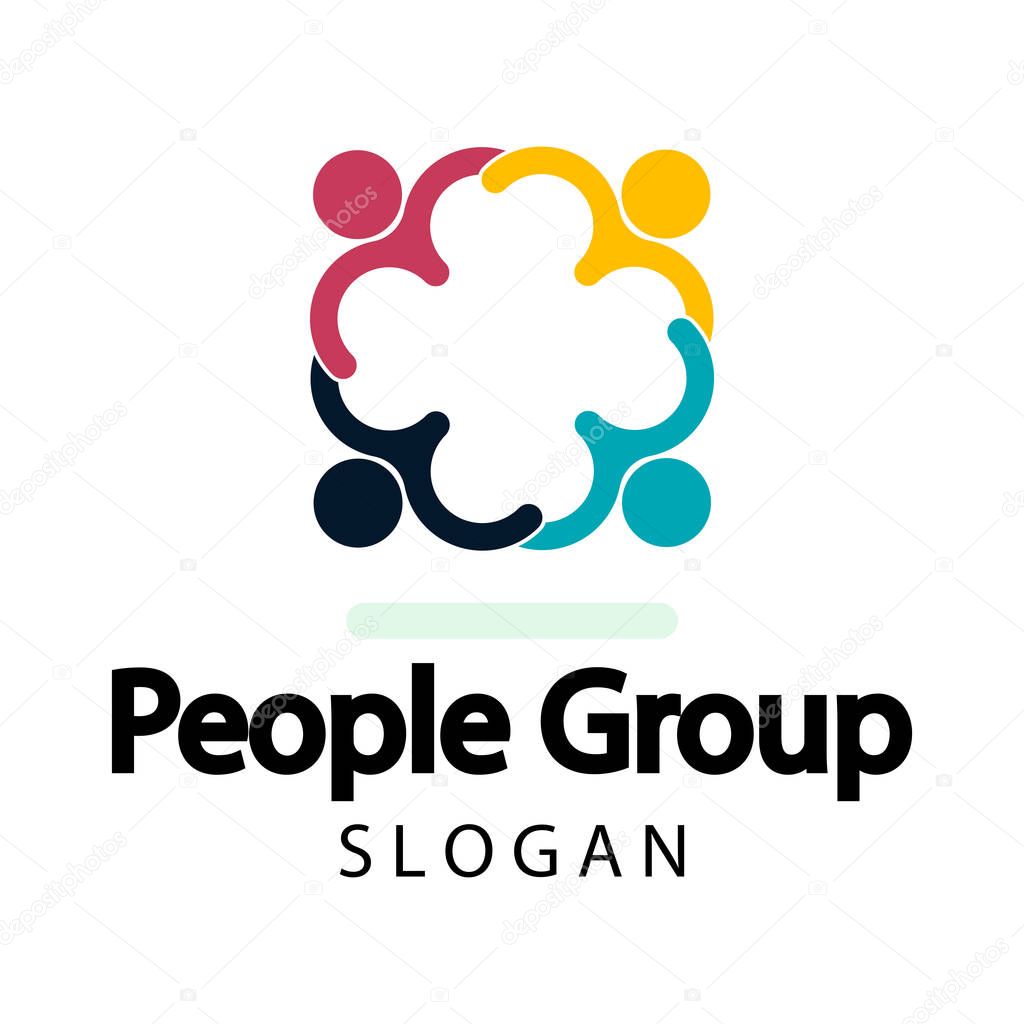 Group people logo handshake in a circle,Teamwork icon,vector illustration