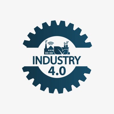 Endüstri 4.0 simgesi,logo fabrikası,teknoloji concept.vector illüstrasyon 