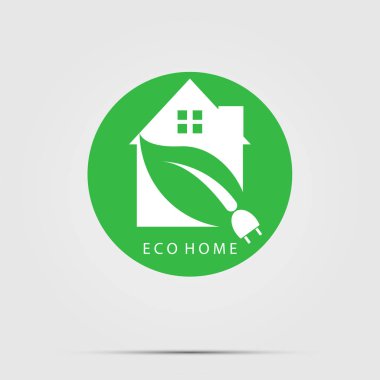 Yeşil Eko Ev veya Logo güç fişi doğa yeşil, Vektör illüstrasyon