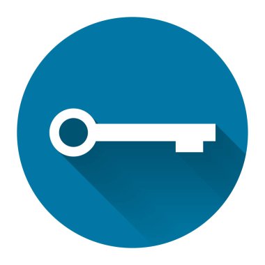 Uzun gölgeli anahtar simgesi. Düz tasarım tarzı Anahtar siluet. Basit tasarım style.vector illüstrasyon