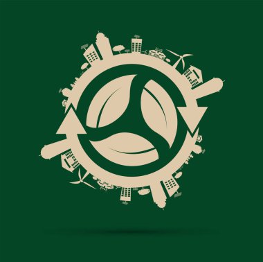 Ekoloji kavramı. dünyayı kurtarmak. Ggreen Şehirler Çevre Dostu Kavramlar.vektör illüstrasyon ile Dünya Yardımcı Olur 