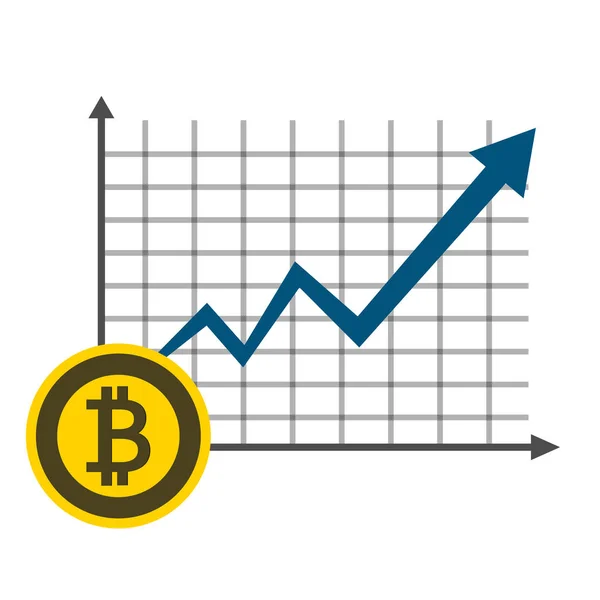 Gráfico de crescimento de conceito Bitcoin de negócios no gráfico background.vector Illustrator — Vetor de Stock