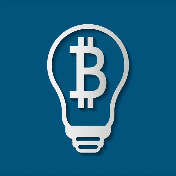Szimbólum Bitcoin villanykörte Icon fehér háttéren. Vektoros illusztráció — Stock Vector