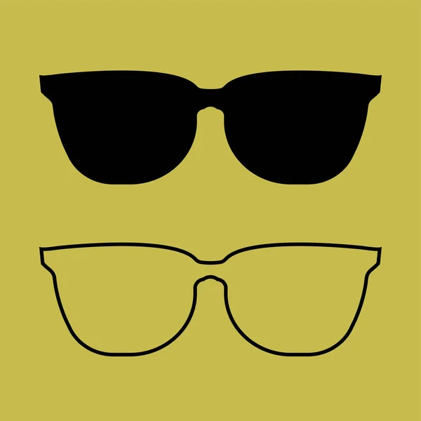 Sunglasses black Icon on yellow background.vector illustration — Stock Vector