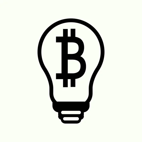 Szimbólum Bitcoin villanykörte Icon fehér háttéren. Vektoros illusztráció — Stock Vector