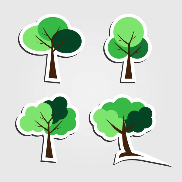 Símbolos, conjunto de ícones de árvore —  Vetores de Stock