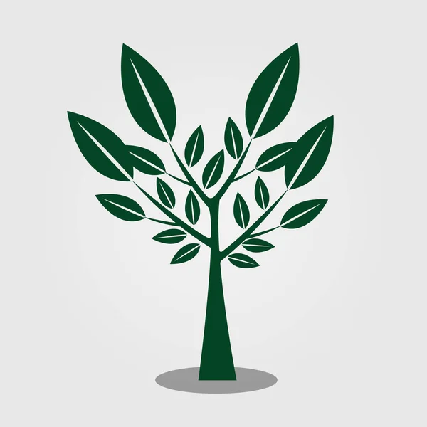 Σύμβολα, πράσινο εικονίδιο δέντρου με όμορφα φύλλα, διανυσματική απεικόνιση — Διανυσματικό Αρχείο