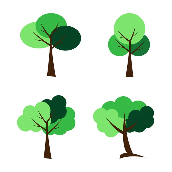 Symboles, jeu d'icônes d'arbre, illustration vectorielle — Image vectorielle