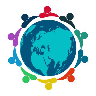 Daire içinde on kişilik bir grup. el ele tutuşuyor. Zirve çalışanları aynı güç odasında buluşuyor.