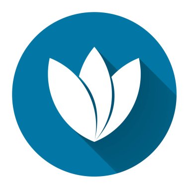 Üç yaprak simgesi, Beyaz arka plan üzerinde uzun gölge siyah ile Doğa dostu etiket logosu, Basit tasarım style.vector illüstrasyon 