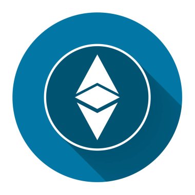 Ethereum simgesi simbol, uzun gölge siyah ile dijital sikke logosu, Basit tasarım style.vector illüstrasyon 