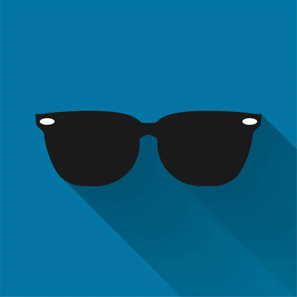Okulary przeciwsłoneczne czarna ikona z długim cieniem czarny, prosty styl projektowania. ilustracja wektorowa — Wektor stockowy