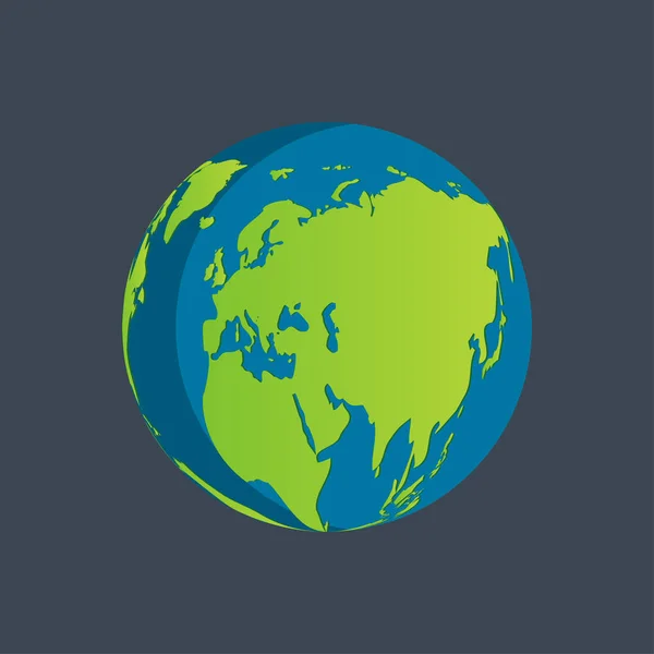 Grüner Globus Schöner Schatten auf schwarzem Hintergrund. Vektorillustration — Stockvektor