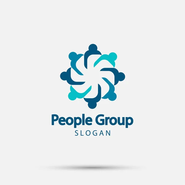 Logotipo de conexión de grupo gráfico vectorial. Ocho personas en el equipo de trabajo circle.logo — Archivo Imágenes Vectoriales