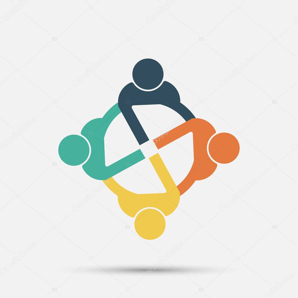 meeting room people logo.group of four persons in circle 