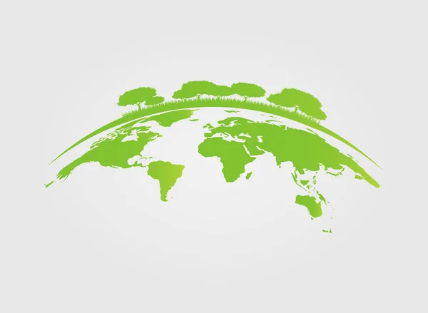 Ecology.Green città aiutano il mondo con concetto eco-friendly ideas.vector illustrazione — Vettoriale Stock