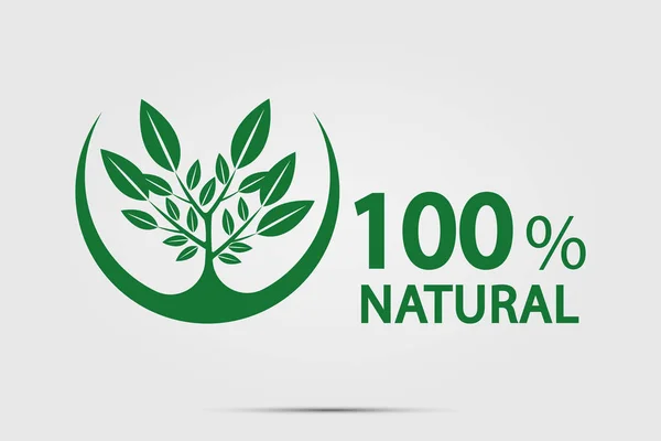 Eco green energy concept, 100 Prozent natürliches Label. Vektorillustration — Stockvektor
