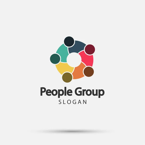 Grupo de personas fuego logo apretón de manos en un círculo, ilustrador de icon.vector de trabajo en equipo — Vector de stock