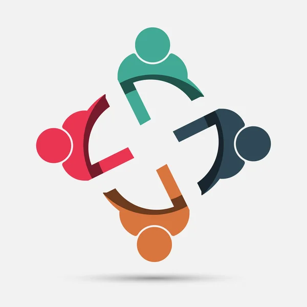 Mötesrum personer logo.group av fyra personer i cirkel — Stock vektor