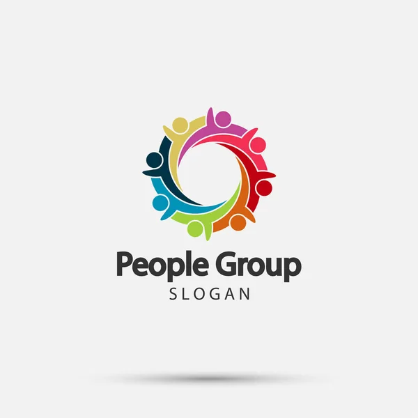 Logo de connexion de groupe graphique vectoriel.Huit personnes dans le cercle. — Image vectorielle