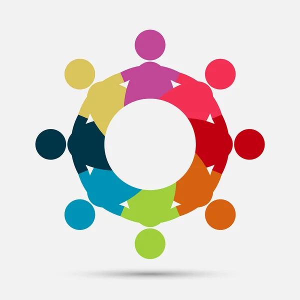 Logotipo de conexión de grupo gráfico vectorial. Ocho personas en el equipo de trabajo circle.logo — Archivo Imágenes Vectoriales