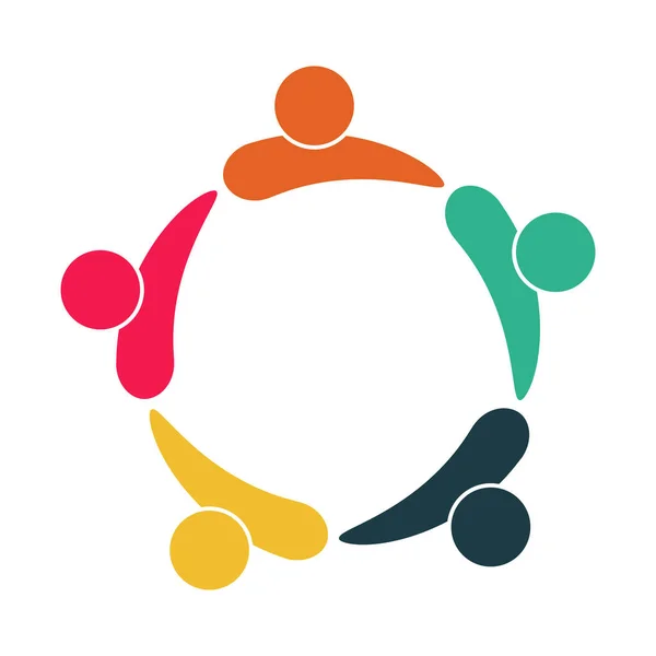 Meeting room people logo.group of four persons in circle, Vector — стоковый вектор