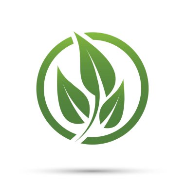 Yeşil yaprak logosu, ekoloji doğası. Vektör çizimi