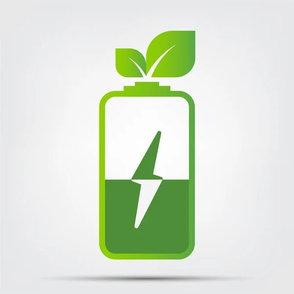 Green Energy Concept.Ecology Feuilles Batterie, illustration vectorielle — Image vectorielle