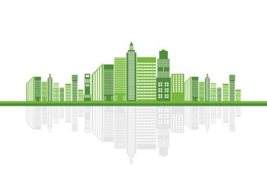 Yeşil ekoloji şehir çevre dostu kavram fikirleri ile dünyaya yardım, Vektör llustration