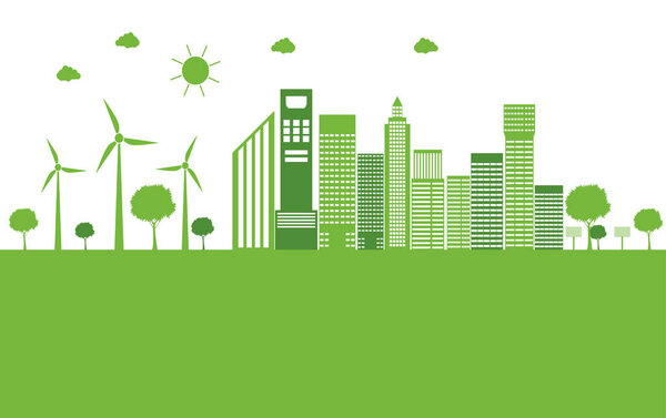 Green ecology city help the world with eco-friendly concept ideas, Vector llustration
