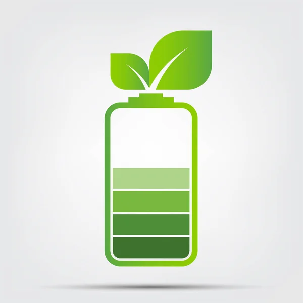 Green Energy Concept.Ecology laisse la batterie, llustration vectorielle — Image vectorielle