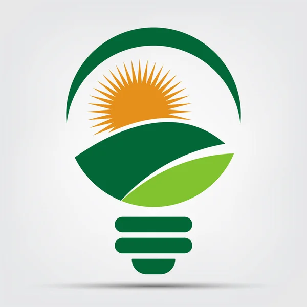 symbol ecology bulb logos of green with sun and leaves nature element icon on white background.vector illustrator