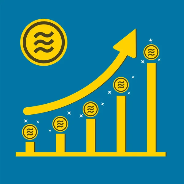 Tableau de croissance du concept de pièce de monnaie Balance sur fond de médaille Illustrateur vectoriel — Image vectorielle