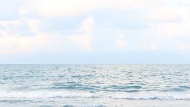 Smalle Strand Lijn Zee Golven Met Wave Crashen Sandy Shore — Stockvideo