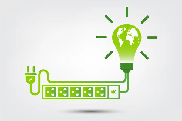 Energy ideas save the world concept Power plug green ecology,Vector Illustration — Stock Vector