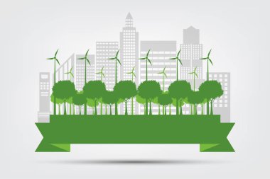 Çevreyle Çevre ve Çevreyle Çevre: Çevre dostu Fikirler, Vektör Resimleri 