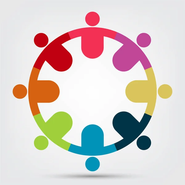 Logotipo de conexión de grupo gráfico.Ocho personas en el equipo de trabajo circle.logo — Vector de stock