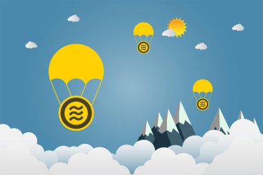 Terazi sikke düz vektör.logo finans, Vektör İllüstrasyon