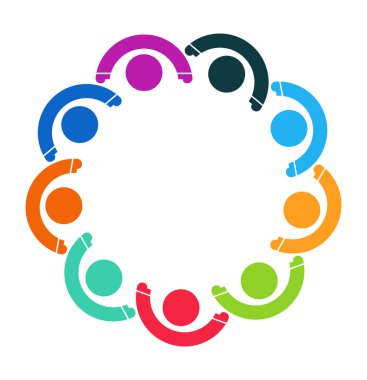 İnsanlar logosu. Dokuz kişilik grup ekip çalışması sembolü