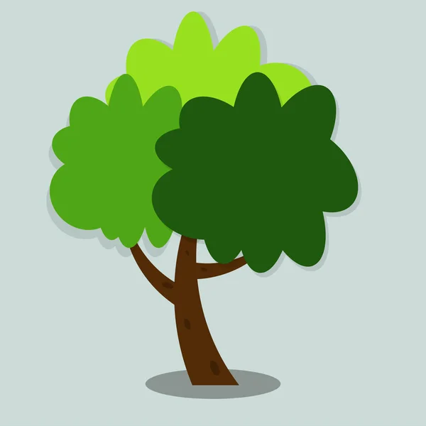 Символы, зеленый иконка дерева с красивыми листьями, векторная иллюстрация — стоковый вектор