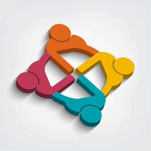 Grupp människor logotyp handslag i en cirkel, Teamwork ikon.vector illustratör — Stock vektor