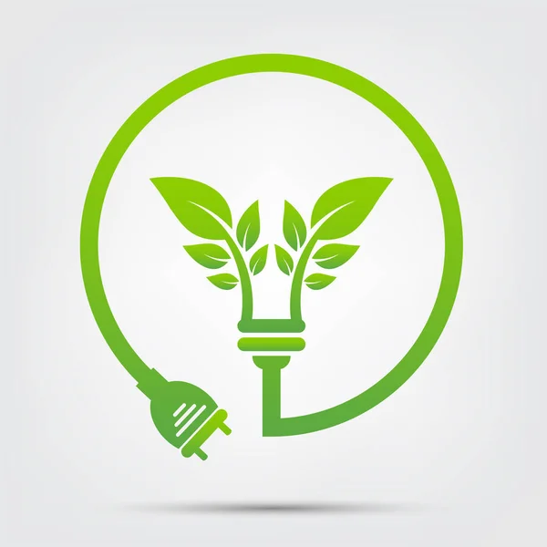 Las ideas energéticas salvan el concepto mundial Power plug ecología verde — Archivo Imágenes Vectoriales