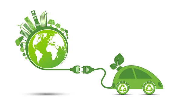 Las ideas energéticas salvan el concepto mundial Enchufe de energía ecológico reciclar — Vector de stock